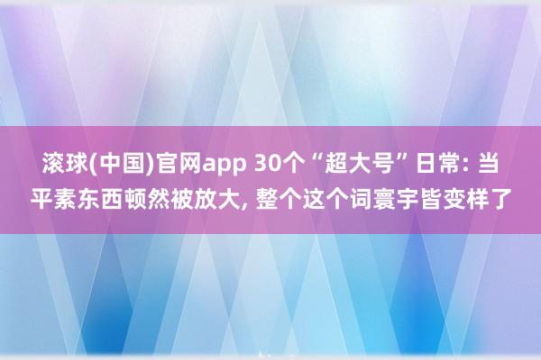 滚球(中国)官网app 30个“超大号”日常: 当平素东西顿然被放大， 整个这个词寰宇皆变样了