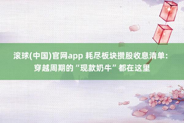 滚球(中国)官网app 耗尽板块攒股收息清单: 穿越周期的“现款奶牛”都在这里