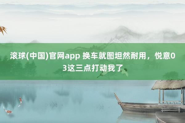 滚球(中国)官网app 换车就图坦然耐用，悦意03这三点打动我了