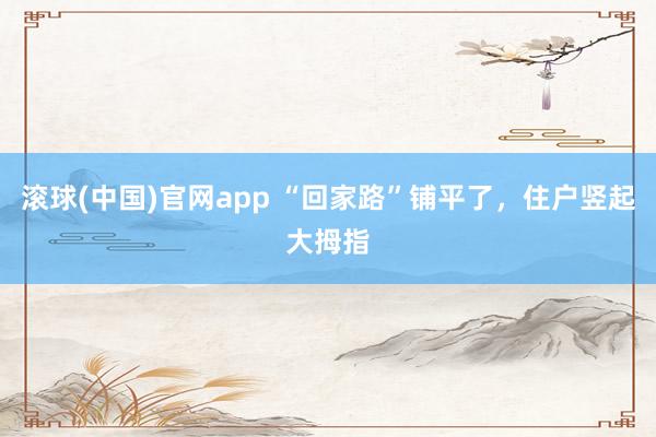 滚球(中国)官网app “回家路”铺平了，住户竖起大拇指