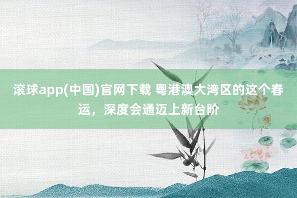 滚球app(中国)官网下载 粤港澳大湾区的这个春运，深度会通迈上新台阶