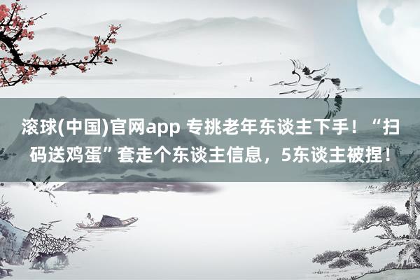 滚球(中国)官网app 专挑老年东谈主下手！“扫码送鸡蛋”套走个东谈主信息，5东谈主被捏！