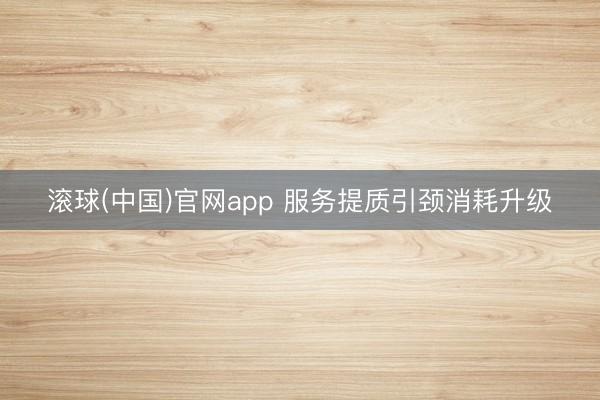 滚球(中国)官网app 服务提质引颈消耗升级