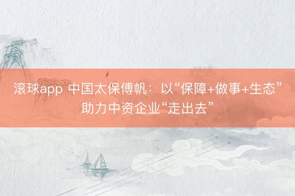 滚球app 中国太保傅帆：以“保障+做事+生态”助力中资企业“走出去”