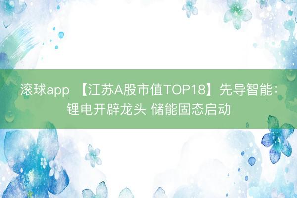 滚球app 【江苏A股市值TOP18】先导智能：锂电开辟龙头 储能固态启动