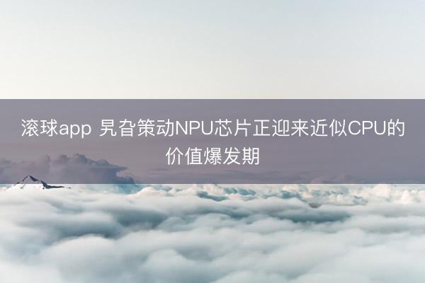 滚球app 旯旮策动NPU芯片正迎来近似CPU的价值爆发期