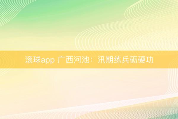 滚球app 广西河池:汛期练兵砺硬功