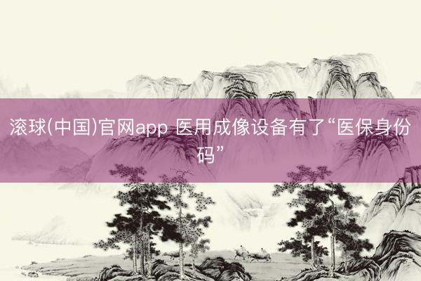 滚球(中国)官网app 医用成像设备有了“医保身份码”