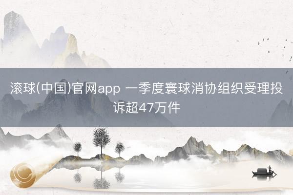 滚球(中国)官网app 一季度寰球消协组织受理投诉超47万件
