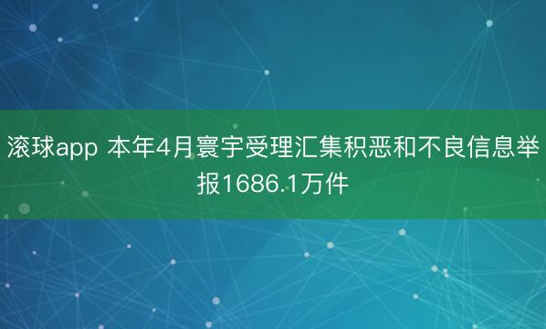 滚球app 本年4月寰宇受理汇集积恶和不良信息举报1686.1万件