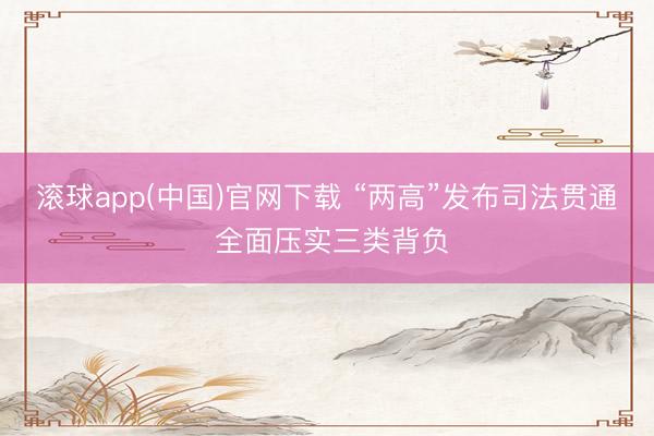 滚球app(中国)官网下载 “两高”发布司法贯通 全面压实三类背负