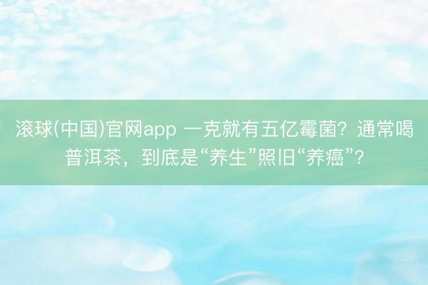 滚球(中国)官网app 一克就有五亿霉菌？通常喝普洱茶，到底是“养生”照旧“养癌”？