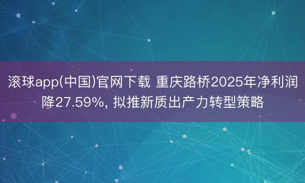 滚球app(中国)官网下载 重庆路桥2025年净利润降27.59%, 拟推新质出产力转型策略