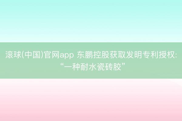 滚球(中国)官网app 东鹏控股获取发明专利授权: “一种耐水瓷砖胶”